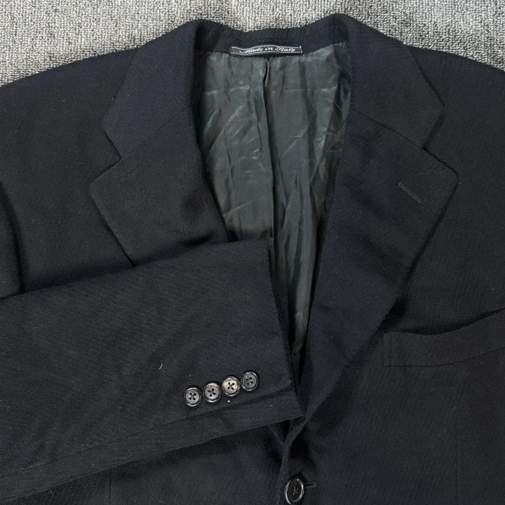 Ermenegildo Zegna Men Pure Cashmere Solid Black Blazer‎ Missing Size Tag Vintage